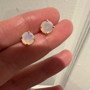 New Natural Welo Fire Opal Studs Earrings 14k Yellow Gold 8mm Men&Women